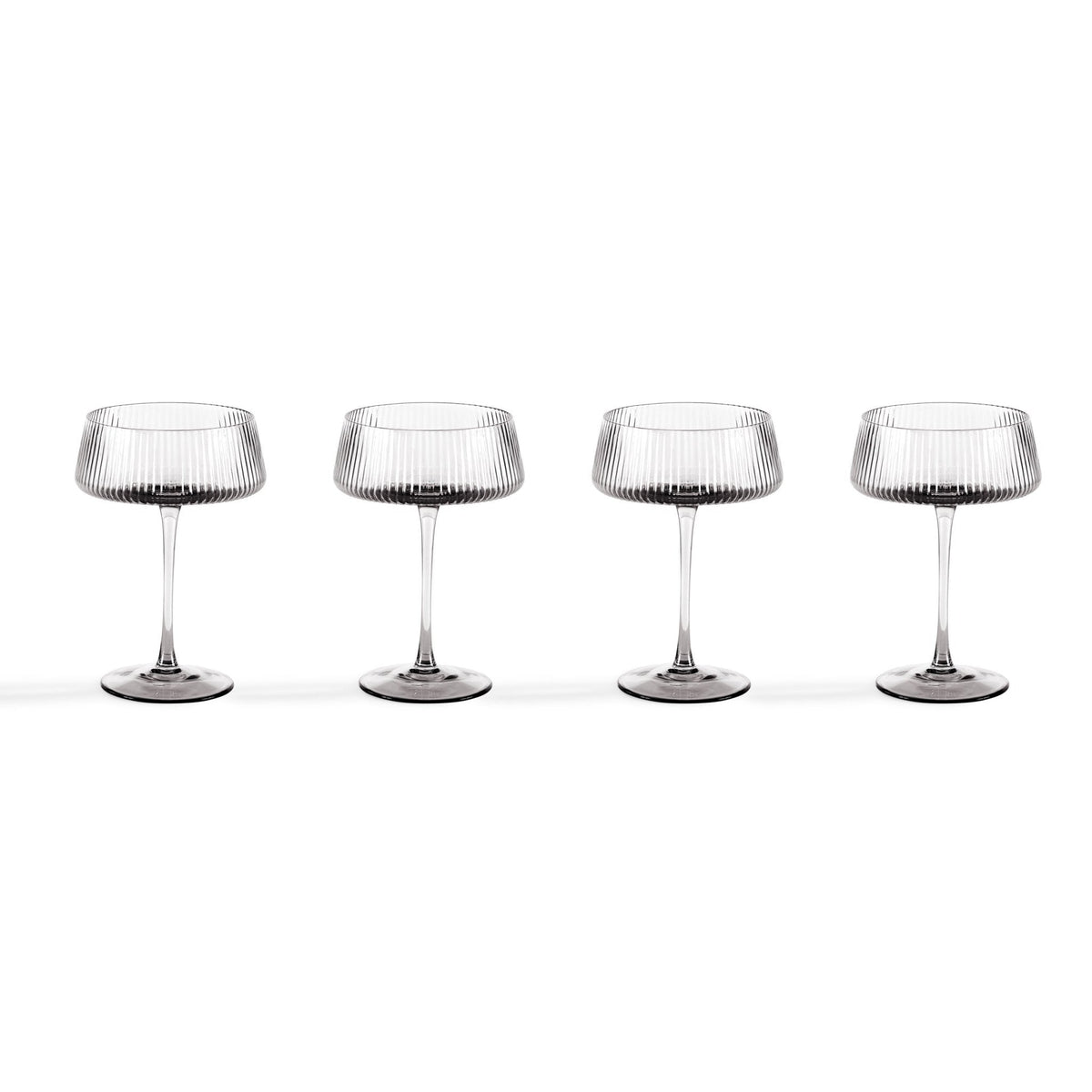 Gatsby Set of 4 Ripple Glass Coupes - Smoked