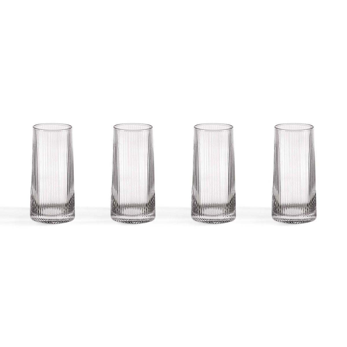 Gatsby Set of 4 Ripple Glass Highballs - Smoked