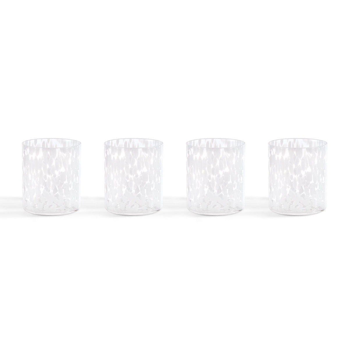 Sarda Dotty Glass Tumblers - Set of 4 - White