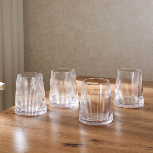 Gatsby Set of 4 Ripple Glass Tumblers - Clear